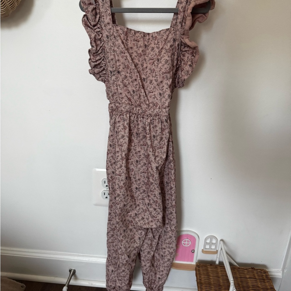 Floral Pink Ruffle Jumpsuit